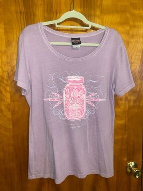 Harley-Davidson Lilac Tee with Pink Mason Jar Graphic